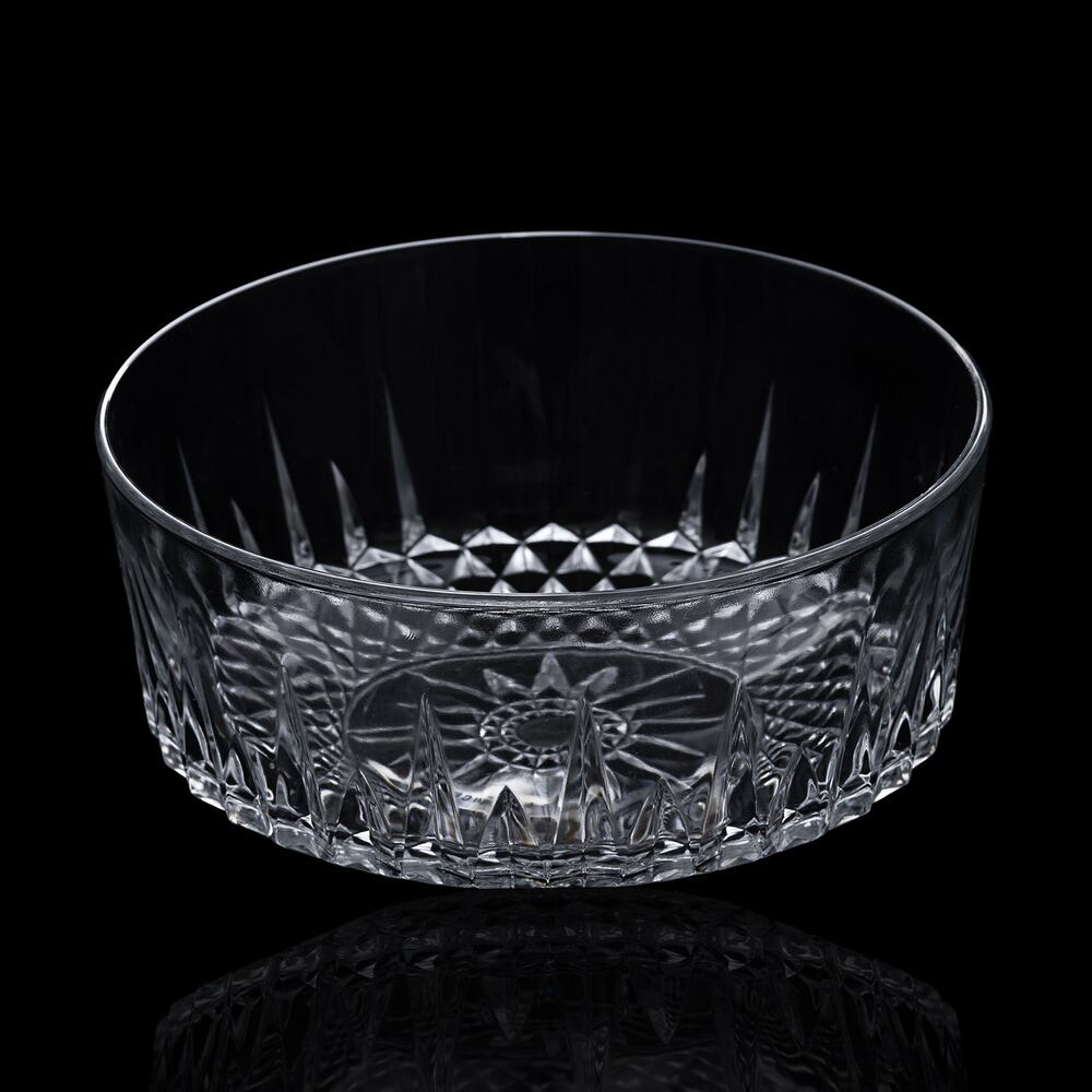 Vintage Arcoroc Paris France Diamant 8” Clear Glass Serving Bowl MCM Starburst
